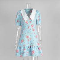 Printed Short Skirt Ruffled Dress - Thumbnail 6
