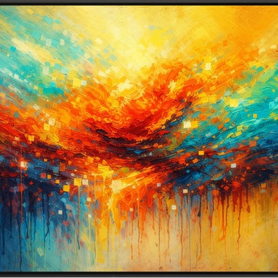 Abstract sunrise symphony orange blue fine art print 24x36