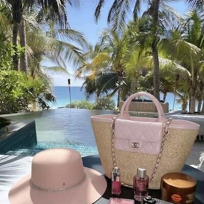 Love luxury inspired woven straw tote bag – chic summer beach & vacation handbag