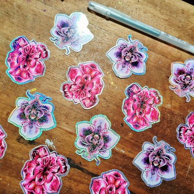 Carnivorous orchids glitter stickers