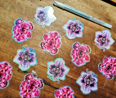 Carnivorous Orchids Glitter Stickers