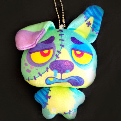 Zombie puppy plush keychain