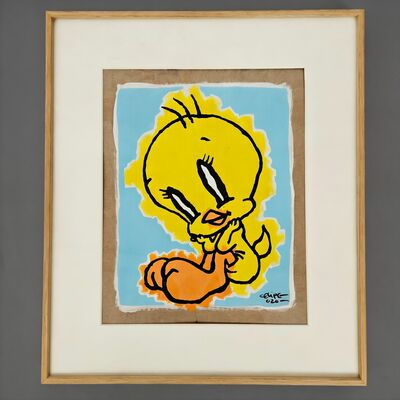 Painting by celipe perroloco "corrupted yellow bird" 