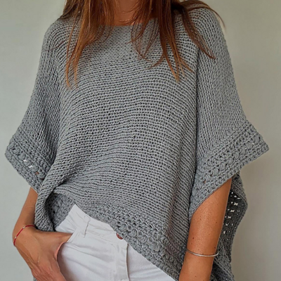 Solid color women's bat sleeve knitted tops