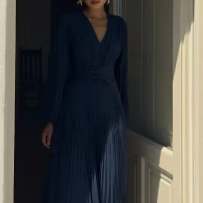 Elegant a line navy blue mother of the bride dresses formal prom dress