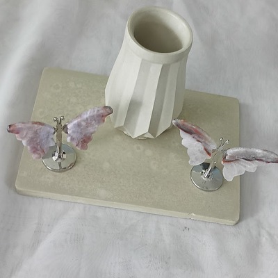 Natural  hand carved amethyst butterfly wings agate
