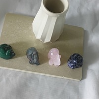 Natural Rare Hand Carved Polished Crystal Stones Figurine Sleeping Cat and Elelephant - Thumbnail 1
