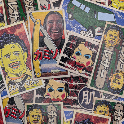 Leatherface the texas chainsaw massacre menko card - custom japanese vintage style trading card set