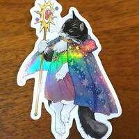 Cat Mage "Starry Cloak" Hologram Sticker - Thumbnail 3