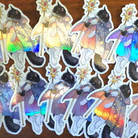 Cat Mage "Starry Cloak" Hologram Sticker - Thumbnail 1