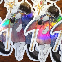 Cat Mage "Starry Cloak" Hologram Sticker - Thumbnail 2