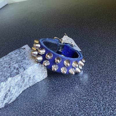 On-sale: premade blue/blk 2 row short british stud cuff - Thumbnail 1