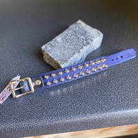 ON-SALE: Premade Blue/Blk 2 Row Short British Stud Cuff - Thumbnail 2