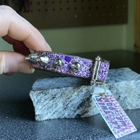 ON-SALE: Premade Speckled Black/Blue short british studs wristband - Thumbnail 1