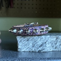 ON-SALE: Premade Speckled Black/Blue short british studs wristband - Thumbnail 7