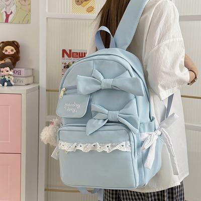 Pastel kawaii bows school backpack