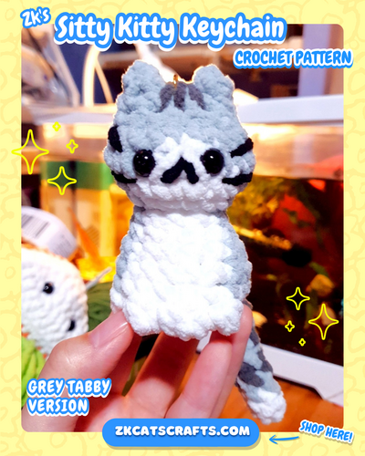 Sitty Kitty Crochet Pattern - Grey Tabby
