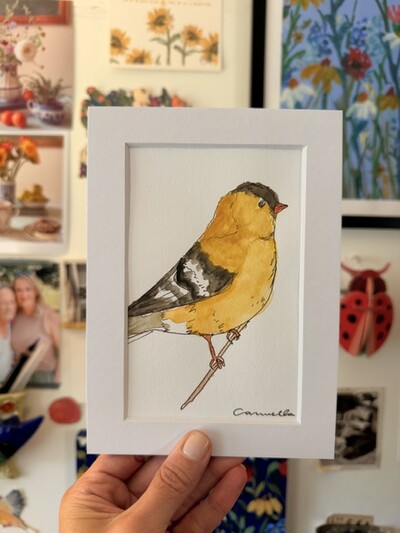 ORIGINAL 5x7 inch matted painting “Goldie”