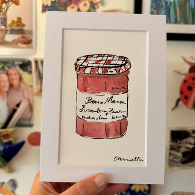 Original 5x7 inch matted painting “strawberry jam”