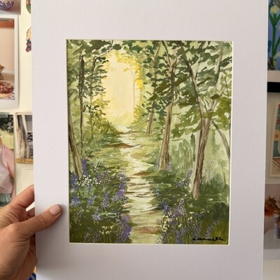 Original 11x14 inch matted painting “i’ll walk with you”