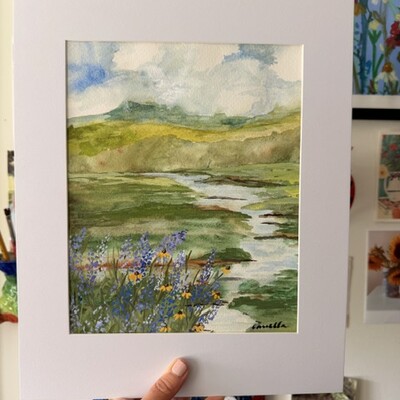 Original 11x14 inch matted painting “would you just look at that view”