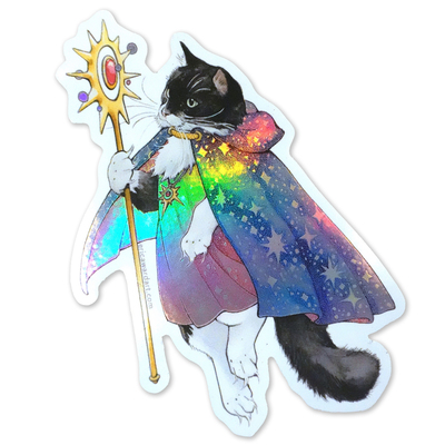 Cat mage "starry cloak" hologram sticker