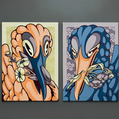 Diptych paintings by mink "duality"  