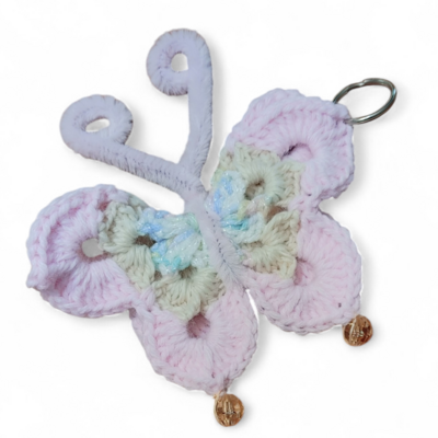 Crochet butterfly patriotic key chain - Thumbnail 2