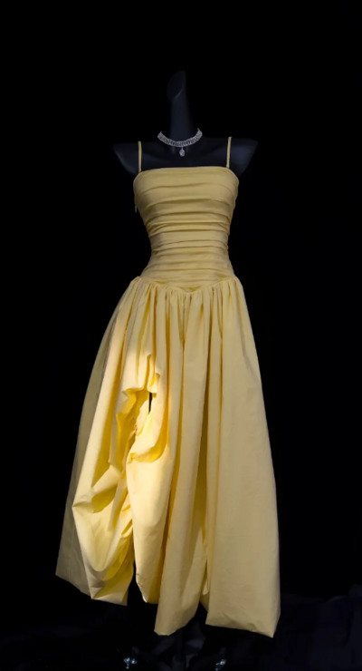 Sweet Yellow Floor Length Split Prom Dress