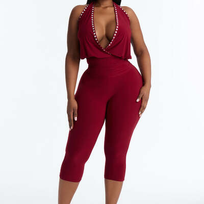 Halter studded capri set