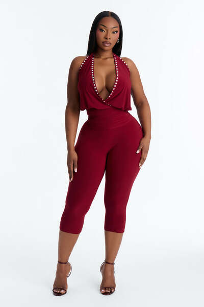 Halter Studded Capri Set