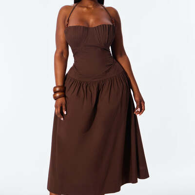 Poplin midi dress