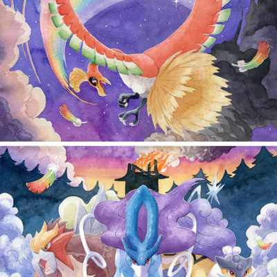 Ho-oh & beasts print set - Thumbnail 1