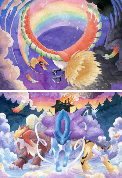 Ho-oh & Beasts Print Set
