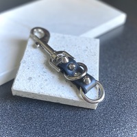 Double-Ring short british Studded Keyring Fob - Thumbnail 3