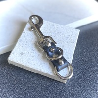 Double-Ring short british Studded Keyring Fob - Thumbnail 4