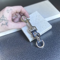 Double-Ring dome studs Studded Keyring Fob - Thumbnail 1