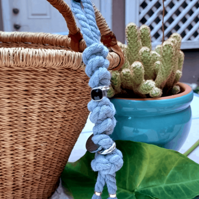 Grey chunky bag charm