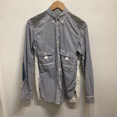 Cdg junya watanabe man stripe, and white patchwork shirt