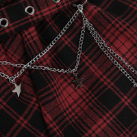 Plaid Lace Stitching Comfortable Dark Dress - Thumbnail 9