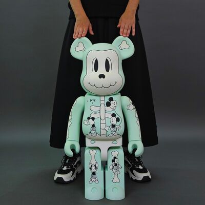 Custom bearbrick 1000% by cote escriva "mickey invasion. green. year 2023"