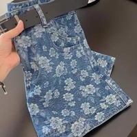 Vintage floral denim shorts - Thumbnail 2