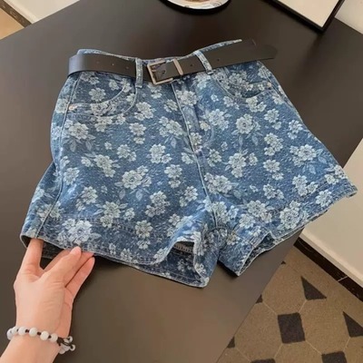 Vintage floral denim shorts
