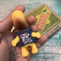 HORNY MONSTER - (HAND PAINTED GREEN RUBBER WITH SKULL AND CROSSBONES DENIM  VEST) - Thumbnail 1