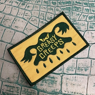 Greasy creeps iron on embroidered patch 