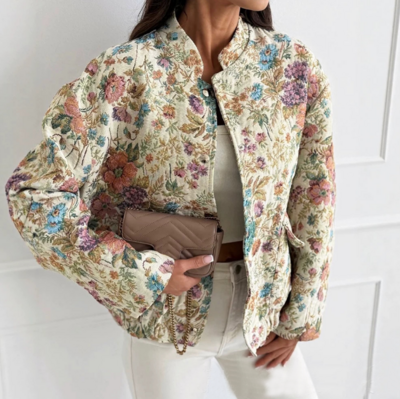 Vintage Floral Jacquard Long Sleeved Jacket
