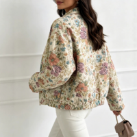 Vintage Floral Jacquard Long Sleeved Jacket - Thumbnail 2