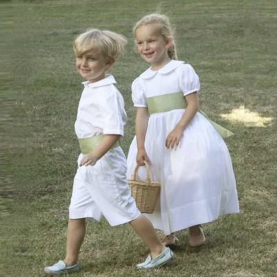 White ankle length flower girl dresses 