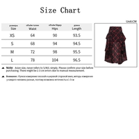 Red Checkered Irregular Adjustable Multi-Purpose Semi-Dress Dark Style Skirt - Thumbnail 5
