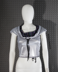 "Electrosimulation" Hooded Top - Silver - Thumbnail 9